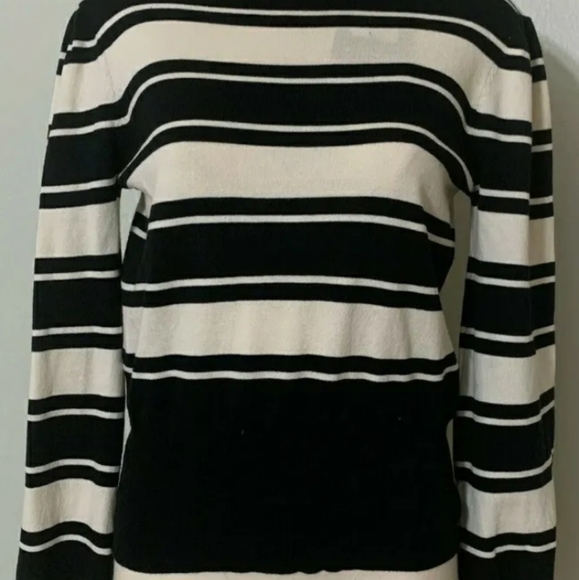 New Women's Pullover Sweater Top High Neck Who What Wear Striped Size Large - Picture 3 of 3